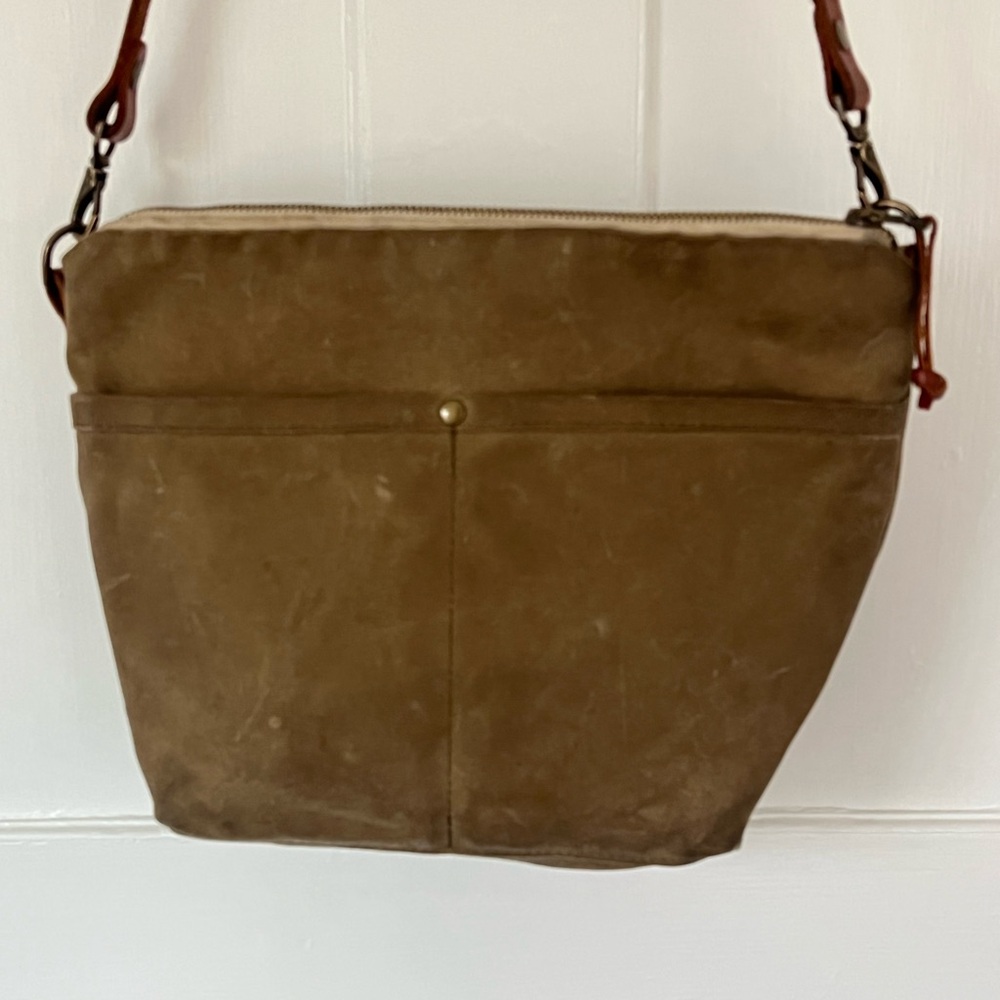 Lineage Rivanna Waxed Canvas Cross Body tote bag khaki